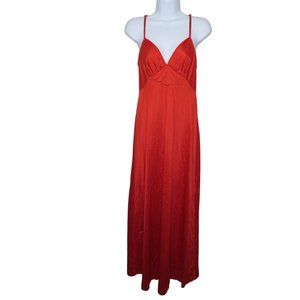 Vintage 70s Vanity Fair Full Length Satin Slip Nightgown S Red Nylon Valentines